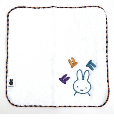 ミッフィー miffy ふわふわ刺繍ハンカチーフ ホワイト タオルハンカチ ハンドタオル