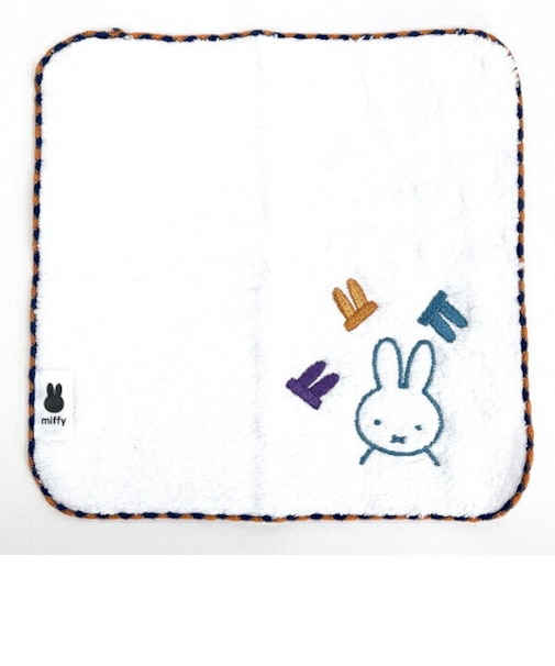 ミッフィー miffy ふわふわ刺繍ハンカチーフ ホワイト タオルハンカチ ハンドタオル