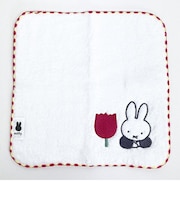 ミッフィー miffy ふわふわ刺繍ハンカチーフ ホワイト タオルハンカチ ハンドタオル