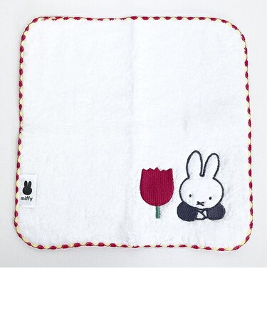 ミッフィー miffy ふわふわ刺繍ハンカチーフ ホワイト タオルハンカチ ハンドタオル