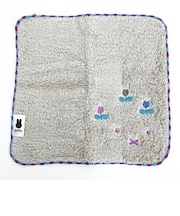 ミッフィー miffy ふわふわ刺繍ハンカチーフ グレー タオルハンカチ ハンドタオル