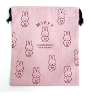 ミッフィー miffy イラストレーションズディックブルーナ 巾着 L ピンク ポーチ 小物入れ メイク入れ