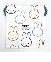 ミッフィー miffy イラストレーションズディックブルーナ 巾着 L ホワイト ポーチ 小物入れ メイク入れ