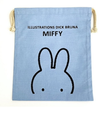 ミッフィー miffy イラストレーションズディックブルーナ 巾着 L ブルー ポーチ 小物入れ メイク入れ