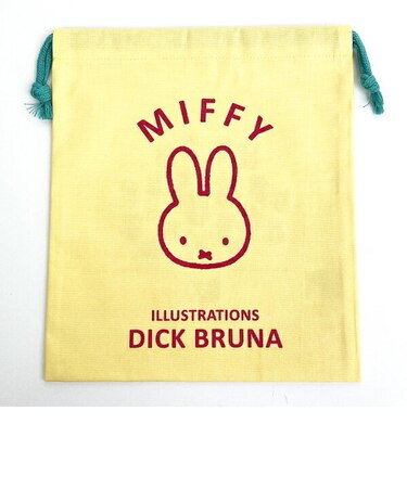 ミッフィー miffy イラストレーションズディックブルーナ 巾着 L イエロー ポーチ 小物入れ メイク入れ