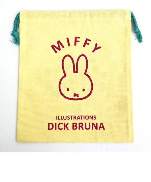 ミッフィー miffy イラストレーションズディックブルーナ 巾着 L イエロー ポーチ 小物入れ メイク入れ