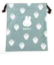ミッフィー miffy イラストレーションズディックブルーナ 巾着 L グリーン ポーチ 小物入れ メイク入れ