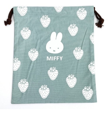 ミッフィー miffy イラストレーションズディックブルーナ 巾着 L グリーン  ポーチ 小物入れ メイク入れ