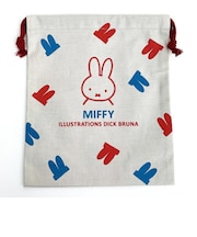 ミッフィー miffy イラストレーションズディックブルーナ 巾着 L グレー ポーチ 小物入れ メイク入れ