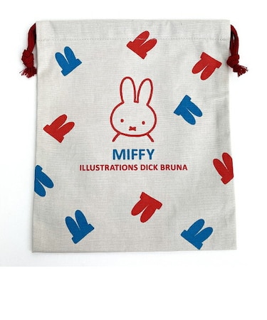 ミッフィー miffy イラストレーションズディックブルーナ 巾着 L グレー ポーチ 小物入れ メイク入れ