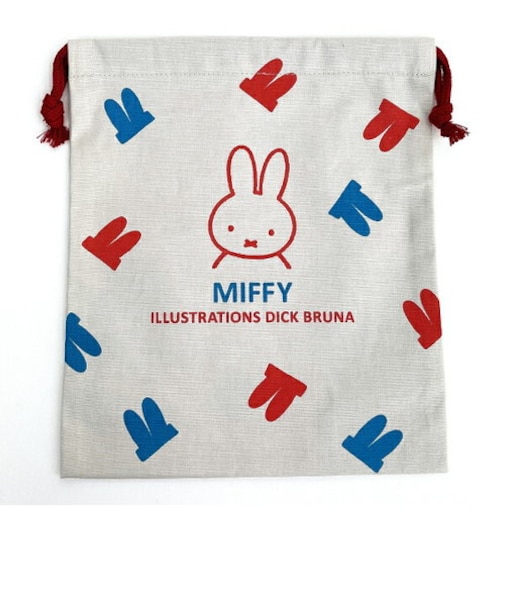 ミッフィー miffy イラストレーションズディックブルーナ 巾着 L グレー ポーチ 小物入れ メイク入れ