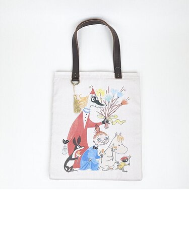 ムーミン レザー×コットン PCトート ブーケ ブラウン パソコン 学校 オフィス