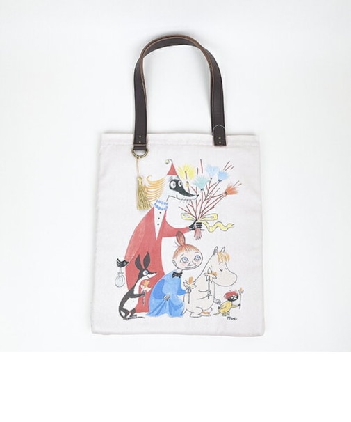 ムーミン レザー×コットン PCトート ブーケ ブラウン パソコン 学校 オフィス