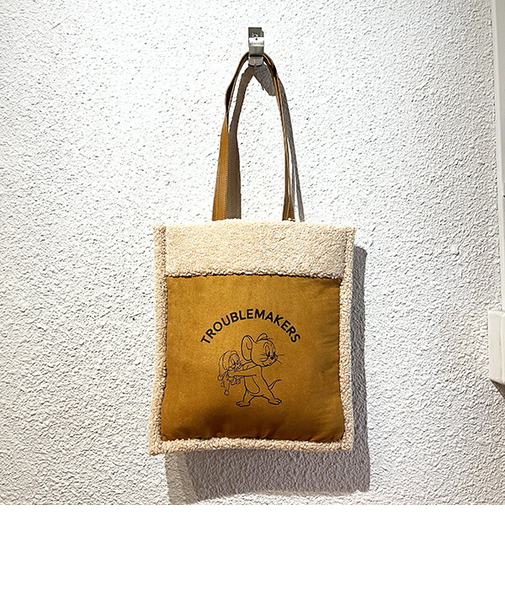 トムとジェリー フレンズボアトートバッグ (ブラウン) トムジェリ