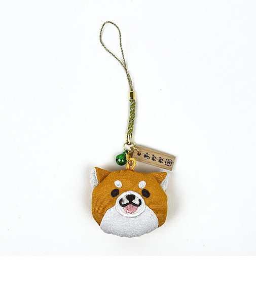 忠犬もちしば おかか ちりめんストライプ キーホルダー