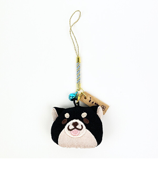 忠犬もちしば ごま ちりめんストライプ キーホルダー