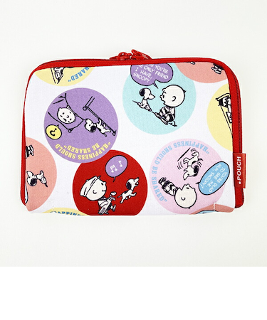 スヌーピー PEANUTS 75th どっとポーチ ショートサイズ 総柄 SNOOPY