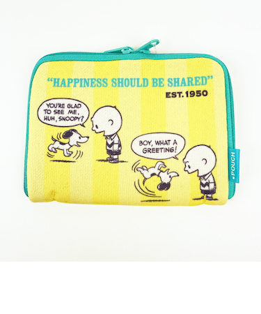 スヌーピー PEANUTS 75th どっとポーチ ショートサイズ ストライプ SNOOPY