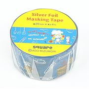 水森亜土 銀箔 マスキングテープ  (ブルー) 文具
