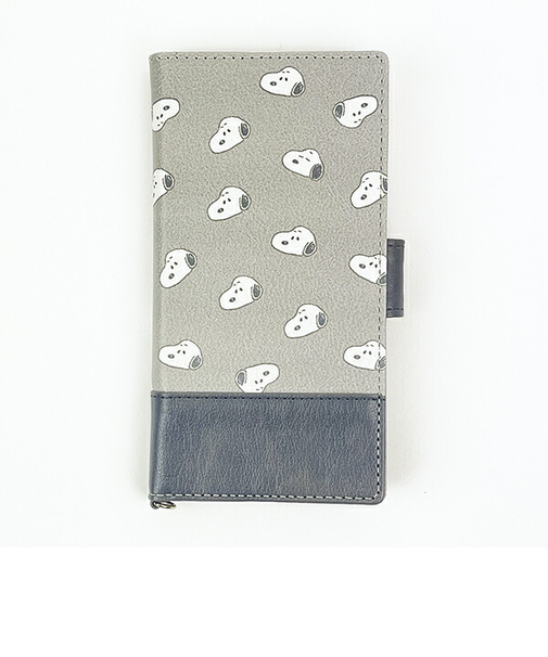 スヌーピー フェイス マルチフリップカバー(グレー) スマホカバー スマホ用品 SNOOPY