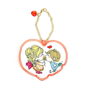 水森亜土 チャームマスコット ラブリー レッド チェーン付き キーホルダー