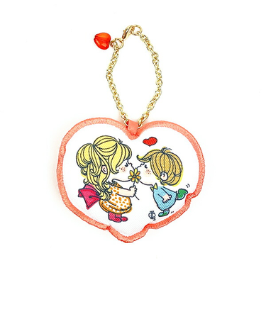 水森亜土 チャームマスコット ラブリー レッド チェーン付き キーホルダー