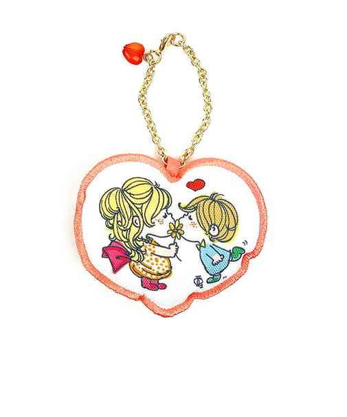 水森亜土 チャームマスコット ラブリー レッド チェーン付き キーホルダー