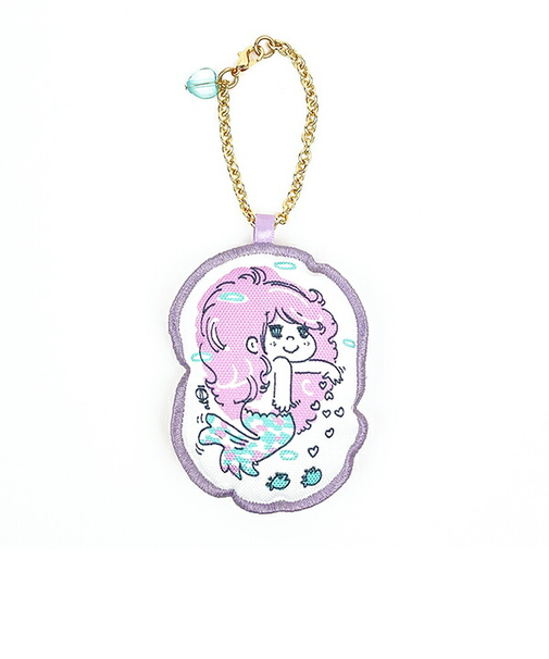 水森亜土 チャームマスコット マーメイド パープル チェーン付き キーホルダー