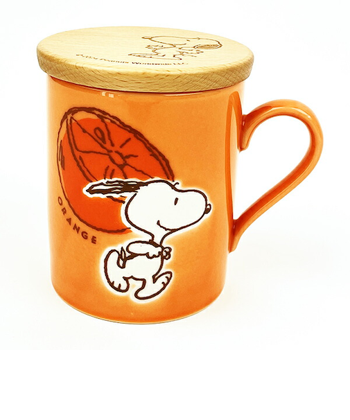 スヌーピー 木製コースター付マグ(オレンジ) コップ