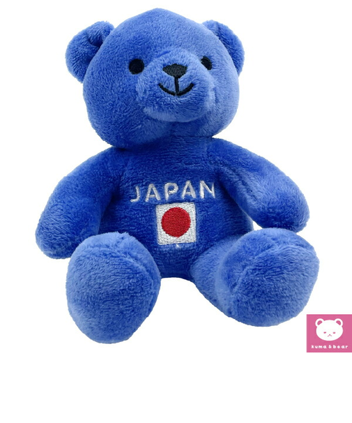 推しベア 日本応援 青 ぬいぐるみ マスコット インテリア ストラップ付 kuma and bear