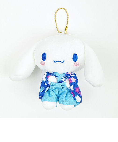 サンリオ シナモロール 千鳥着物 マスコット ぬいぐるみ ボールチェーン ブルー