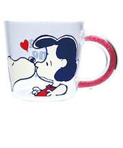 スヌーピー ビーズインハンドルガラスマグ KISS(ピンク) コップ SNOOPY