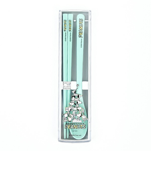 スヌーピー PEANUTS 75th 引フタコンビ(箸+スプーン) (グリーン) ランチ 日本製 SNOOPY