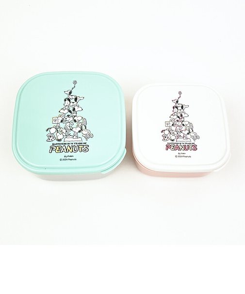 スヌーピー PEANUTS 75th シール容器2Pセット (グリーン) ランチ 日本製 SNOOPY