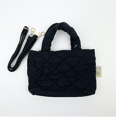 スヌーピー 2WAY キルティングトートバッグ(S) ブラック SNOOPY