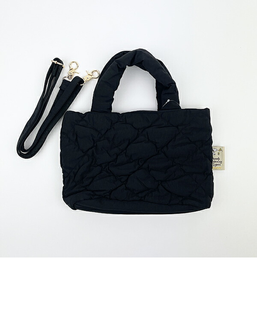 スヌーピー 2WAY キルティングトートバッグ(S) ブラック SNOOPY