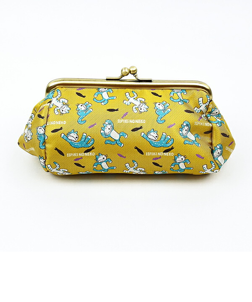 11ぴきのねこ ジャガードがま口ポーチ（びっくり） イエロー