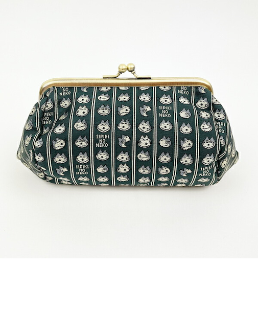 11ぴきのねこ ジャガードがま口ポーチ（かお） グリーン