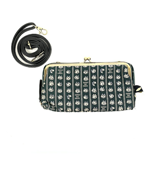 11ぴきのねこ ジャガードお財布ショルダーバッグ(かお) グリーン