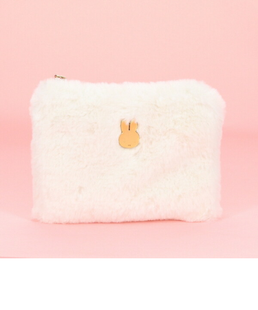 ミッフィー miffy もこもこフラットポーチ(アイボリー)