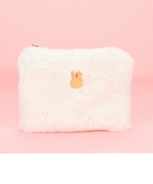 ミッフィー miffy もこもこフラットポーチ(アイボリー)