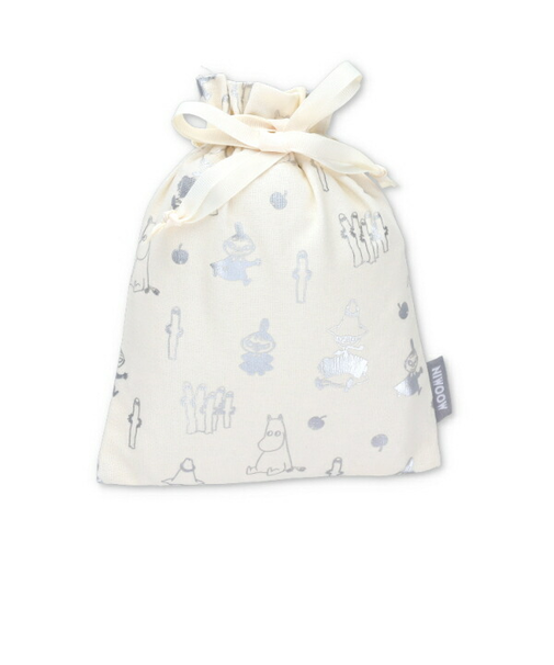 ムーミン ムーミン谷の仲間たち メタリックプリント巾着(アイボリー)