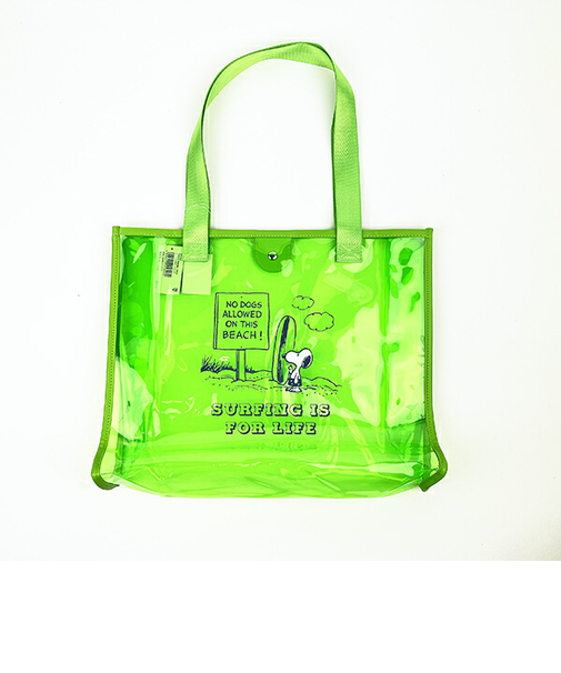 SNOOPY スヌーピー クリアトート L グリーン サーフスヌーピー バッグ デイユーズ アウトドア プール ヨガ サウナ