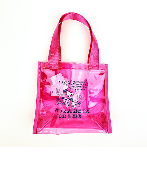 SNOOPY スヌーピー クリアトート S ピンク バッグ デイユーズ アウトドア プール サウナ