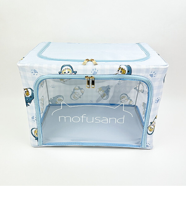 moufusand モフサンド 折りたたみ収納BOX(大) サメにゃん ブルー 片付け ケース インテリア