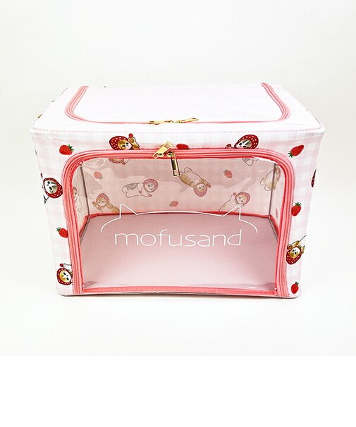 moufusand モフサンド 折りたたみ収納BOX(大) いちごにゃん ピンク 片付け ケース インテリア