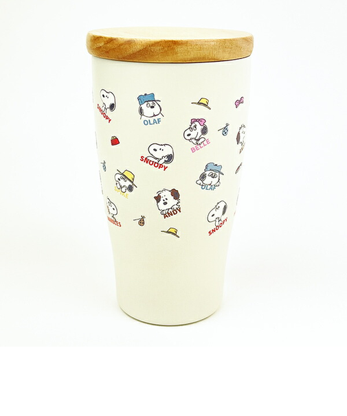 SNOOPY スヌーピー 木蓋付ステンレスタンブラー フェイスパターン マグカップ コップ ランチ キッチン