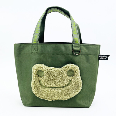 かえるのピクルス もこフェイス ミニトート バッグ ランチバッグ もこもこ