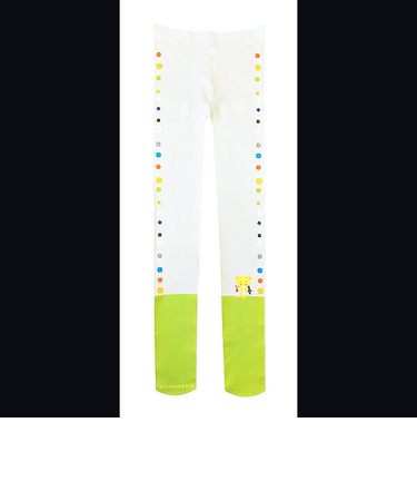 こまねこ プリントタイツ いろいろボタン アパレル グリーン