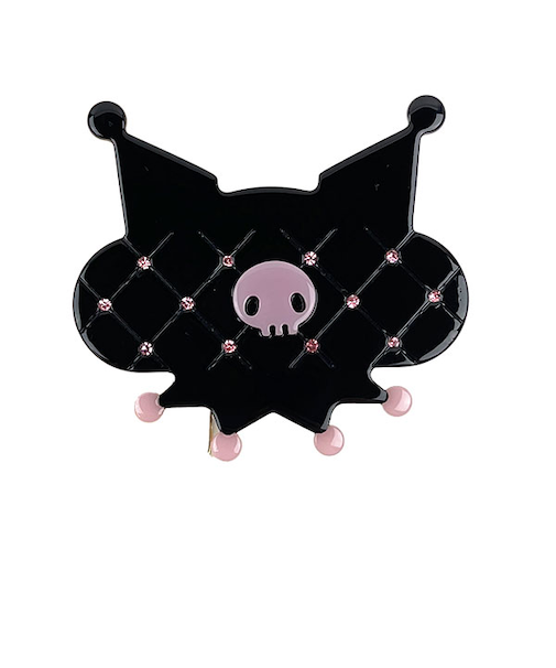 サンリオ クロミ KUROMI "BLACK&CHECK" ヘアピン ヘアアクセサリー フレンチプラスティック ギフト